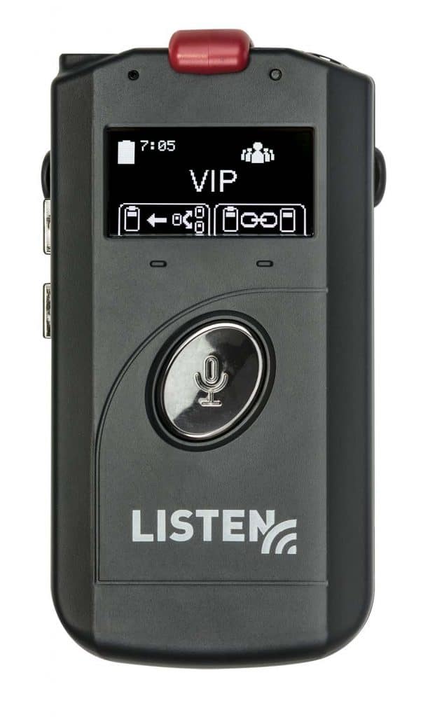 Vorderansicht des ListenTALK LK-1 Transceivers (Sender und Empfänger)