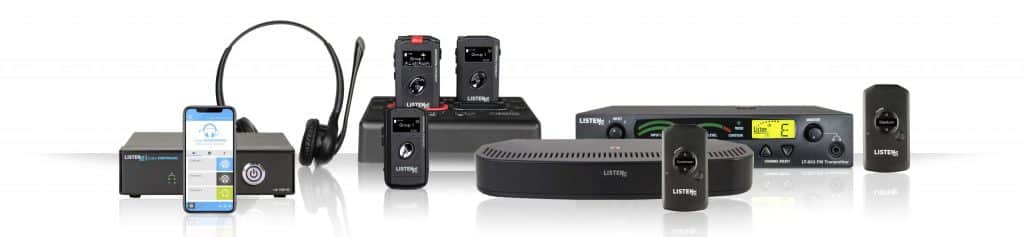 Gruppenfoto jeder Produktlinie im Katalog von Listen Technologies.