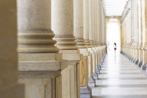 Row of classical columns at a government building