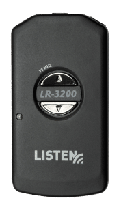 Receptor negro, de forma rectangular, Listen Technologies LR3200 de 72 MHz