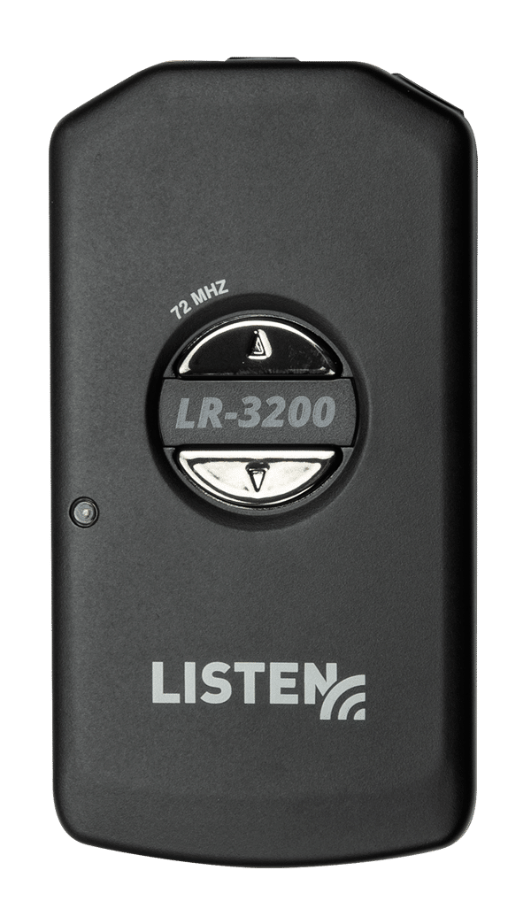 Black, rectangular shaped, Listen Technologies LR3200 72 MHz receiver