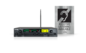 Stationärer 3-Kanal-HF-Sender mit Assistive Listening Verfügbare Beschilderung
