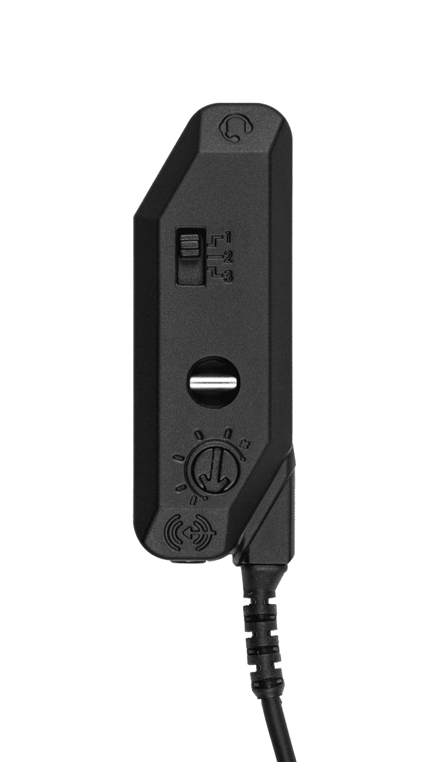 Close up of the back of the LA-437 Line Headset Mix cable