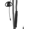 Grey headphone lanyard with an earphone sticking out of the clip