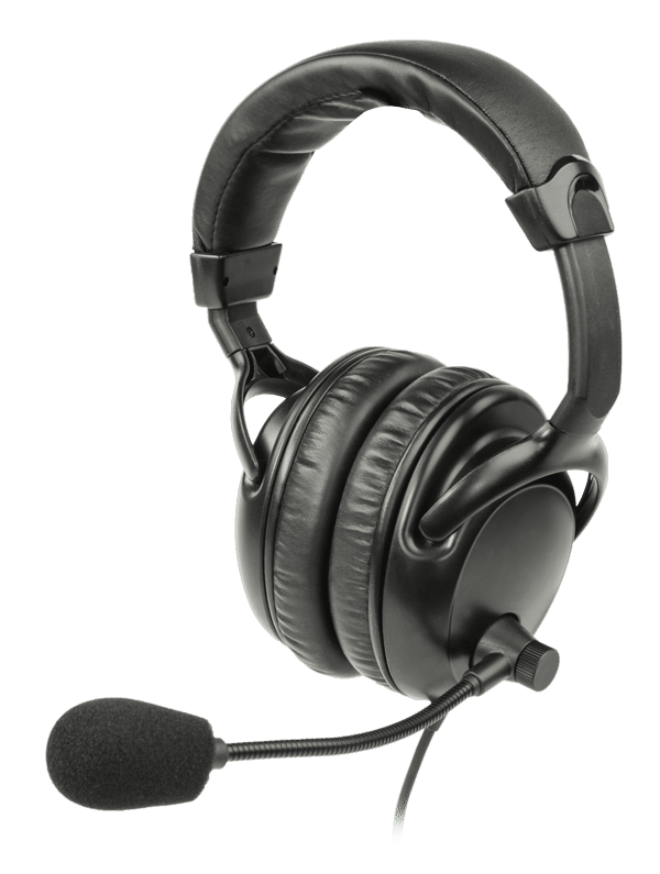 Over ears dual headphones with boom mic