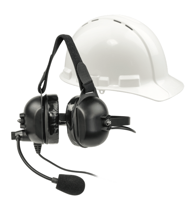 la-455 über dem Hut-Headset mit einem weißen Schutzhelm im Hintergrund