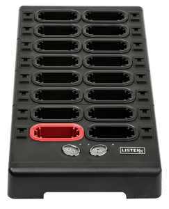 Angled top view of 16 unit docking station
