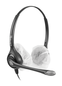 product image of sanitary covers over headsets.