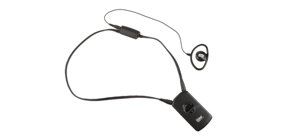 Intelligent DSP RF Receiver Package 1 (72 MHz) with neck loop lanyard and single over the ear speaker