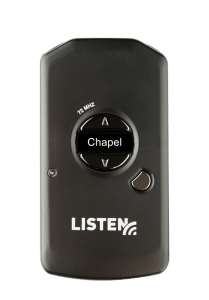 ListenRF 72 MHz receiver with Chapel on screen