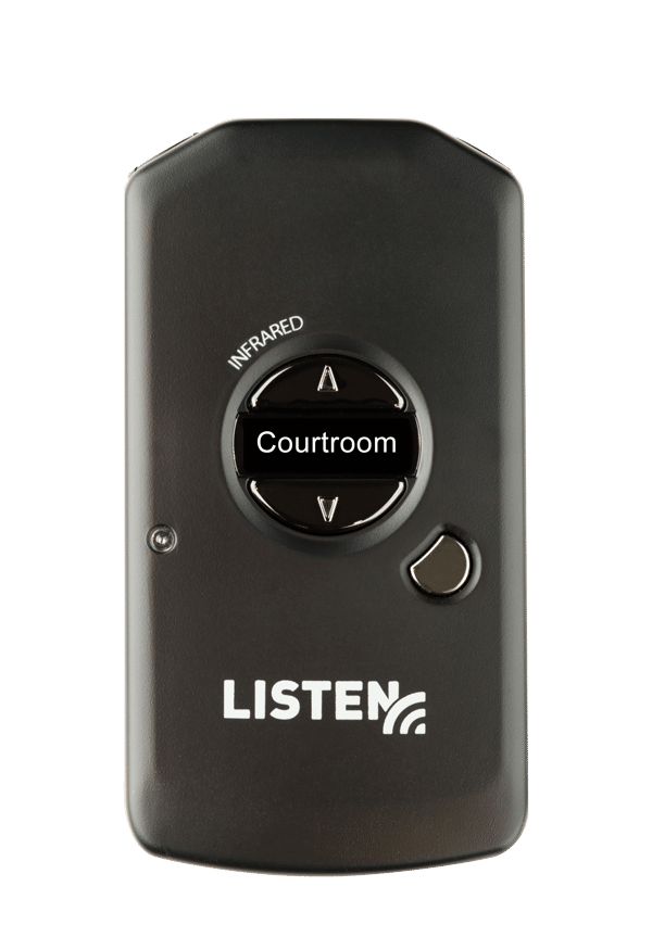 Courtroom ListenIR receiver shown