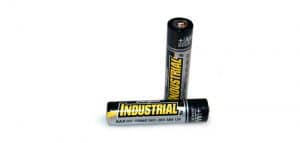 Product photo of two industrial AAA batteries
