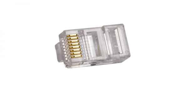 Connettore RJ-45 Cat-5 singolo, involucro trasparente con connettori in ottone