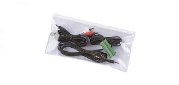 Audio cable kit shown in a small bag with tidy, organized cords