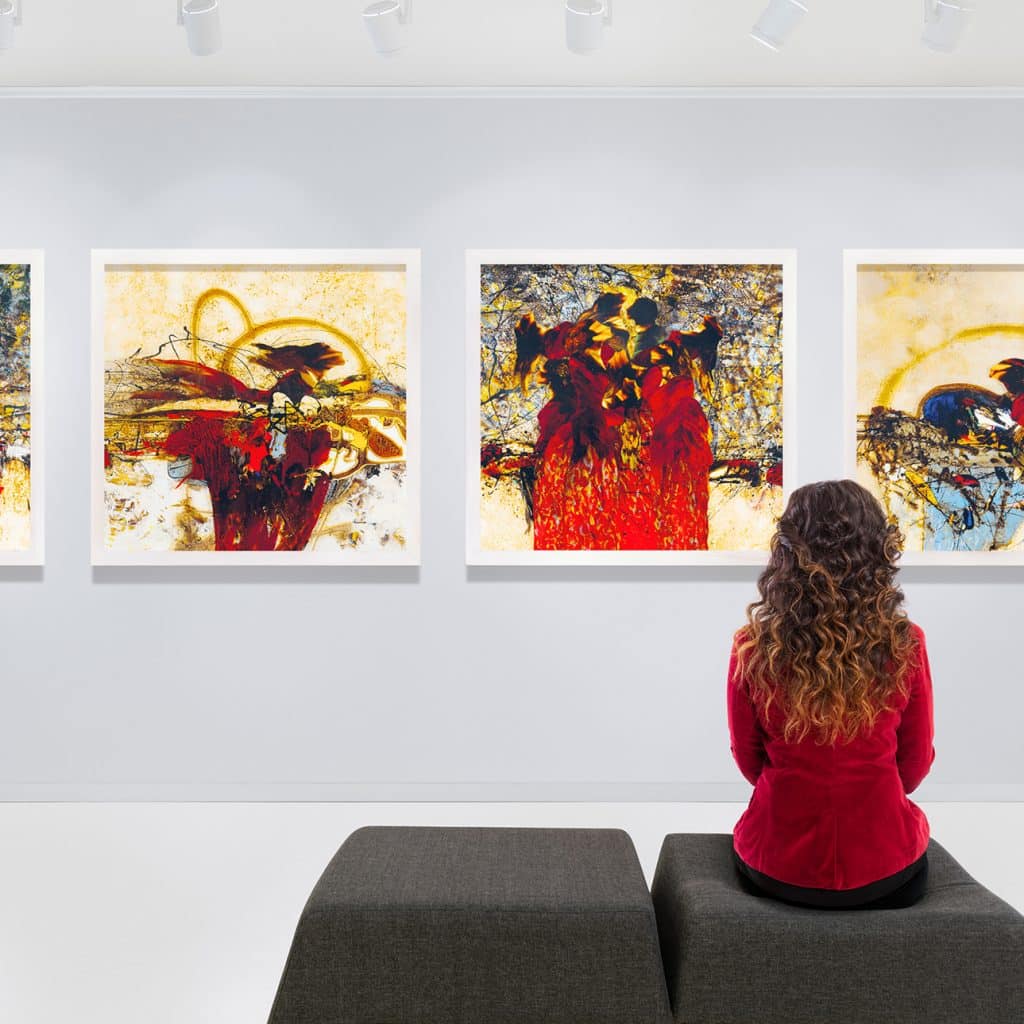 Girl admiring art in a gallery