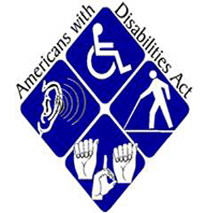 Americans with Disabilities Act Beschilderung mit der Aufschrift "Americans with Disabilities Act" geschrieben