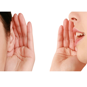 Young woman whispering with her hand to her mouth to another young woman with her hand to her ear