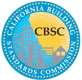 Blue and yellow California Building Code Requirements for Assistive Listening badge