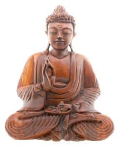 Figurine de Bouddha en bois.