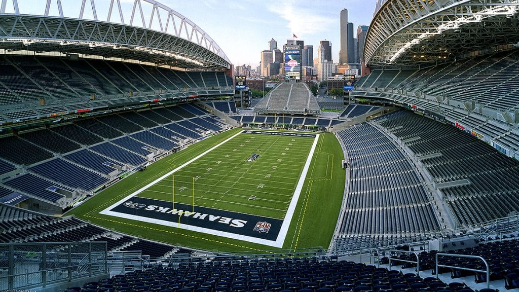 Aerial view of the Seattle Seahawks stadium.
