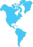 Map of North and South America continents