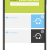 Front of smart phone audio over Wi-Fi receiver with Listen EVERYWHERE app showing on the screen.